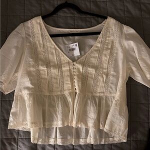 American Eagle Outfitters Cream Lace Blouse